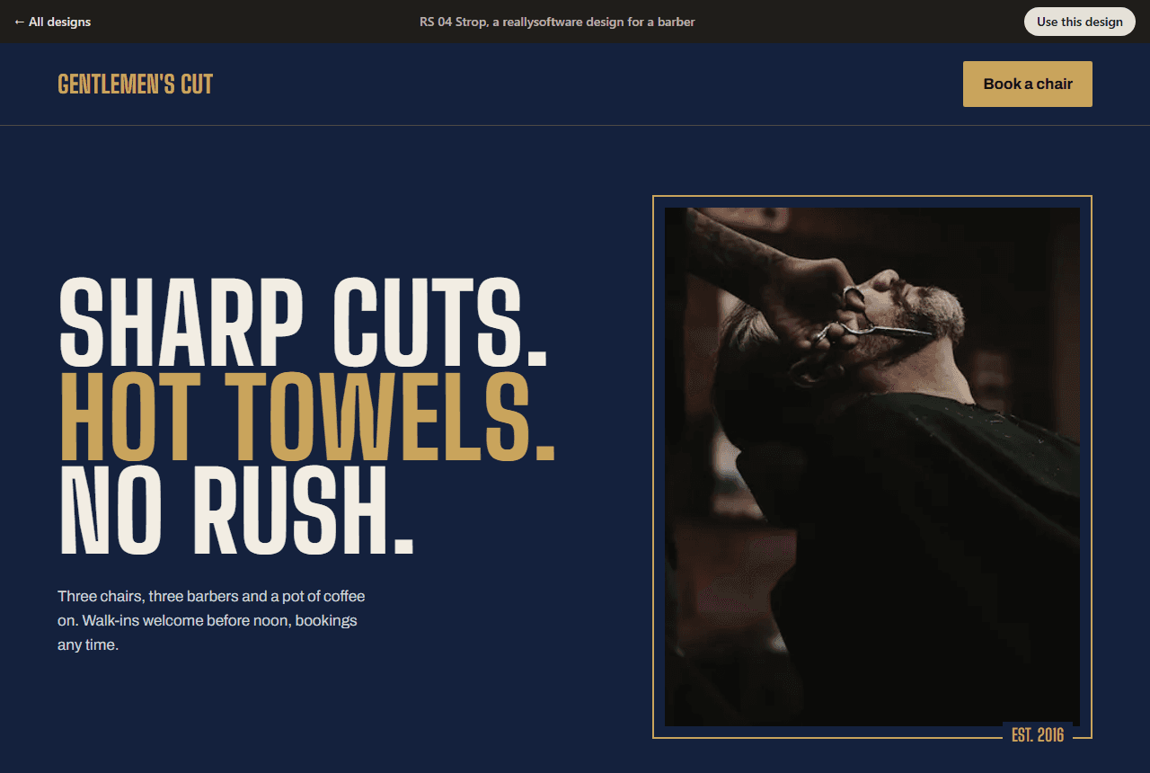 Gentlemen's Cut, a barber website