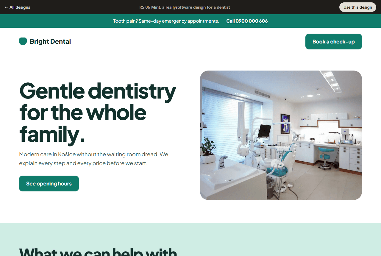 Bright Dental, a dentist website