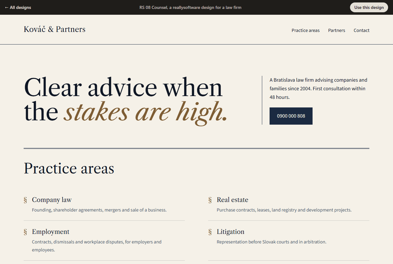 Kovac and Partners, a law firm website