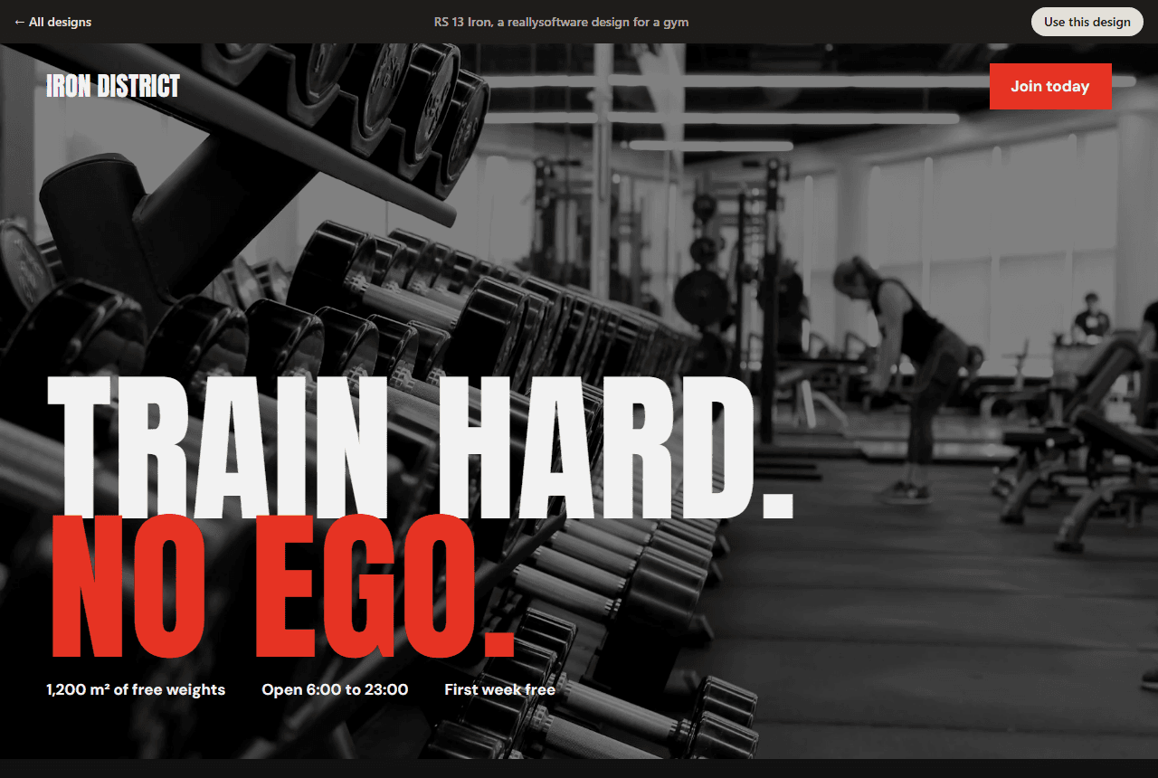 Iron District, a gym website
