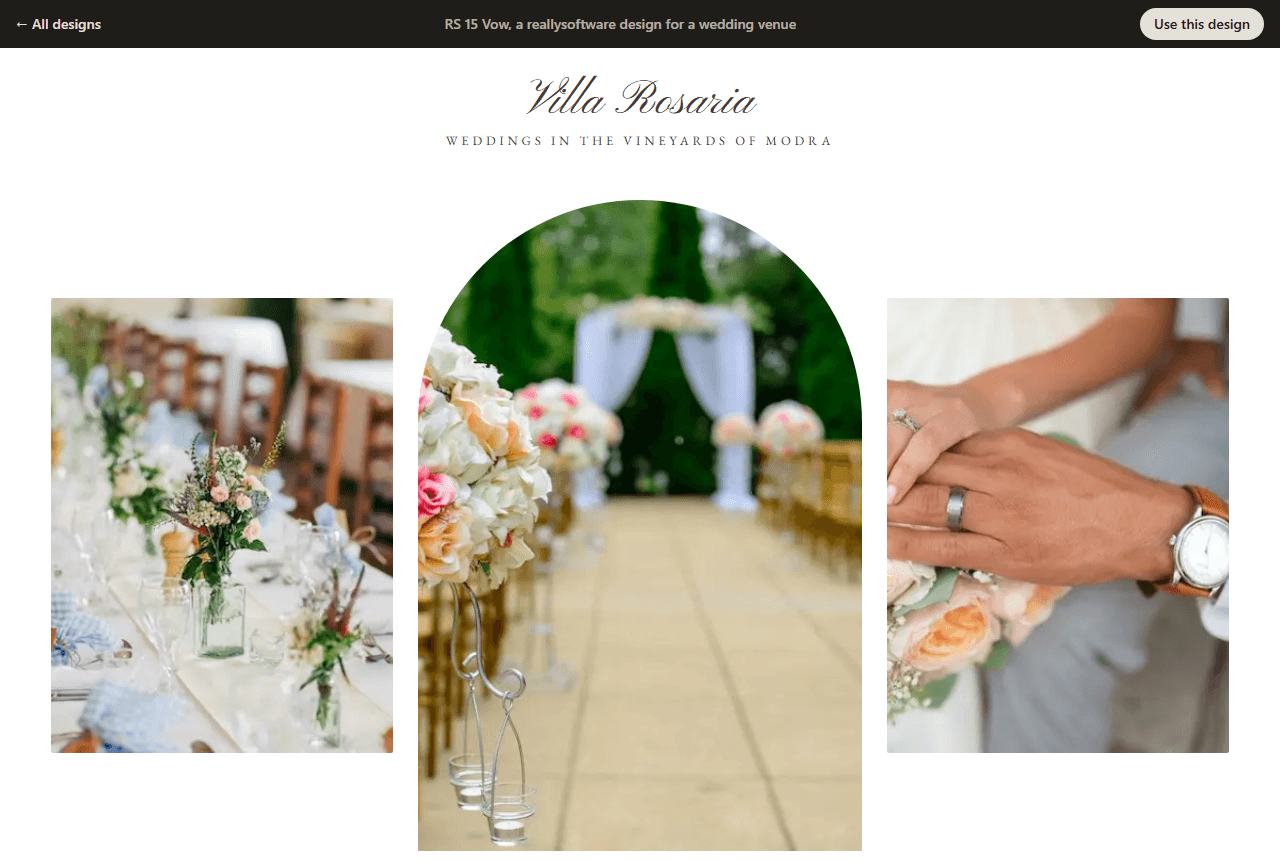 Villa Rosaria, a wedding venue website